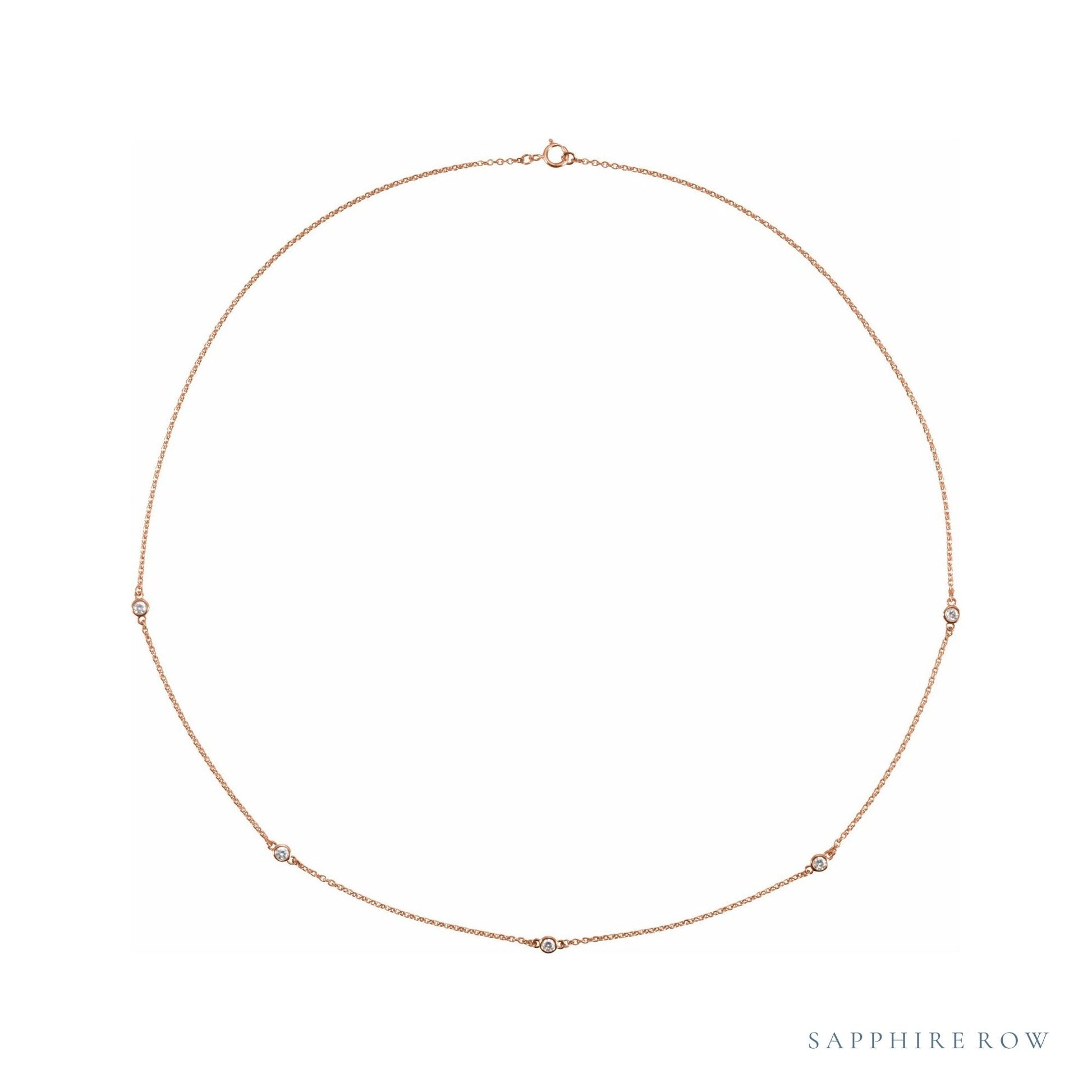 Sapphire Row Natural Diamond 5-Station Necklace - 1/4 ctw in Rose Gold
