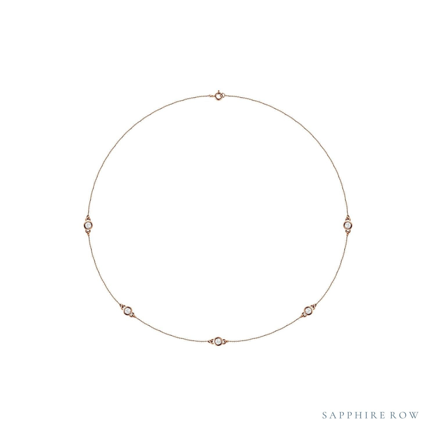 Sapphire Row Natural Diamond 5-Station Necklace - 3/4 ctw in Rose Gold