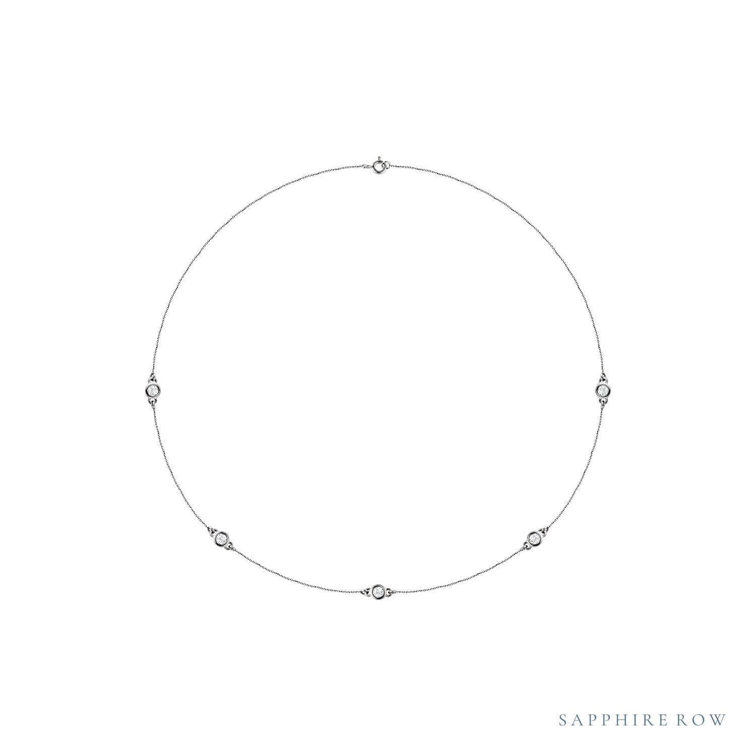 Sapphire Row Natural Diamond 5-Station Necklace - 3/4 ctw in White Gold