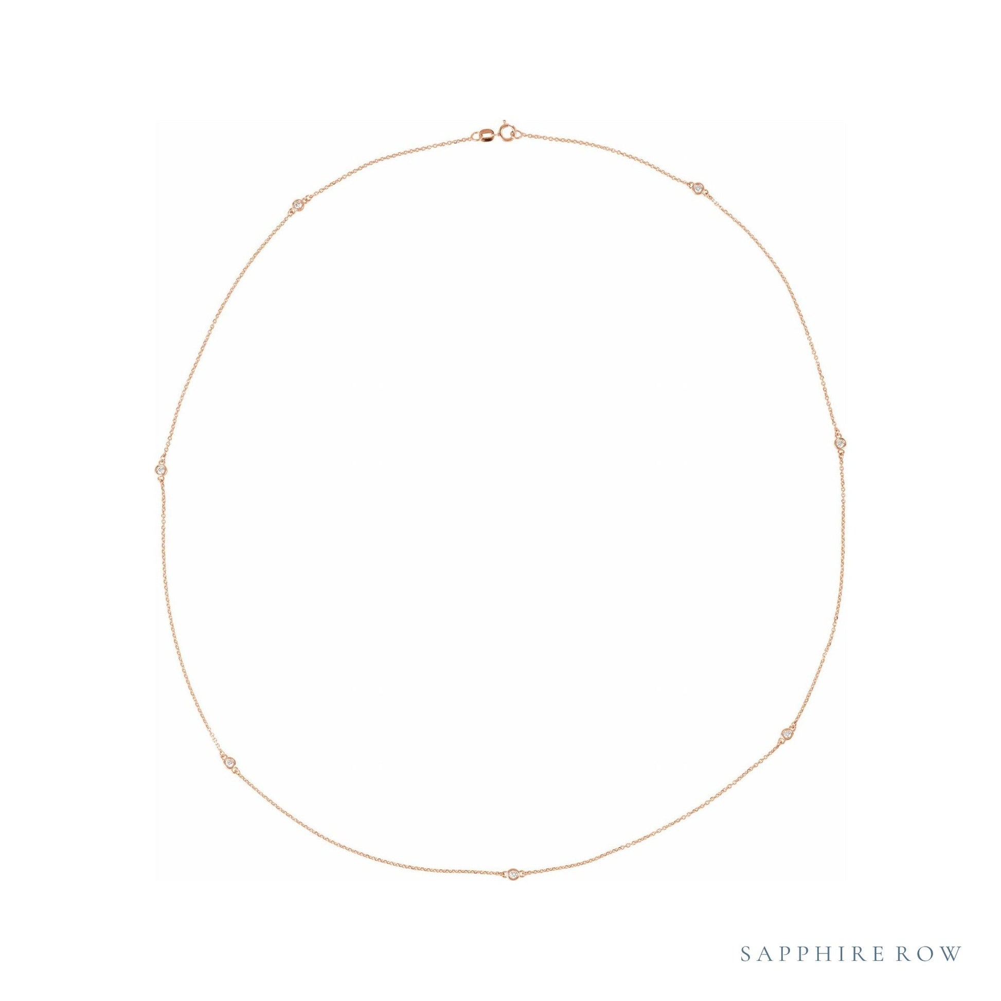Sapphire Row Natural Diamond 7-Station Necklace - 1/3 ctw in Rose Gold