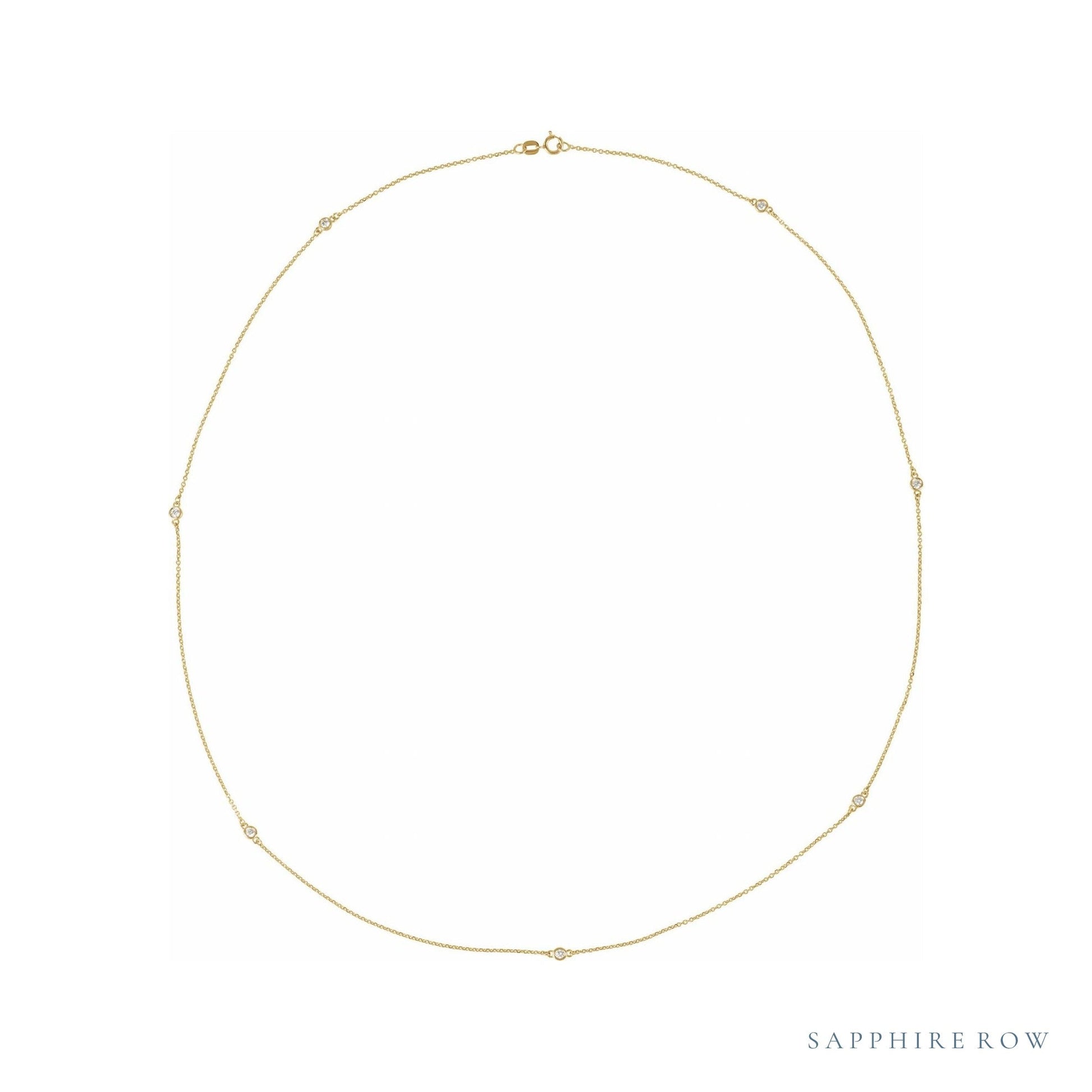 Sapphire Row Natural Diamond 7-Station Necklace - 1/3 ctw in Yellow Gold