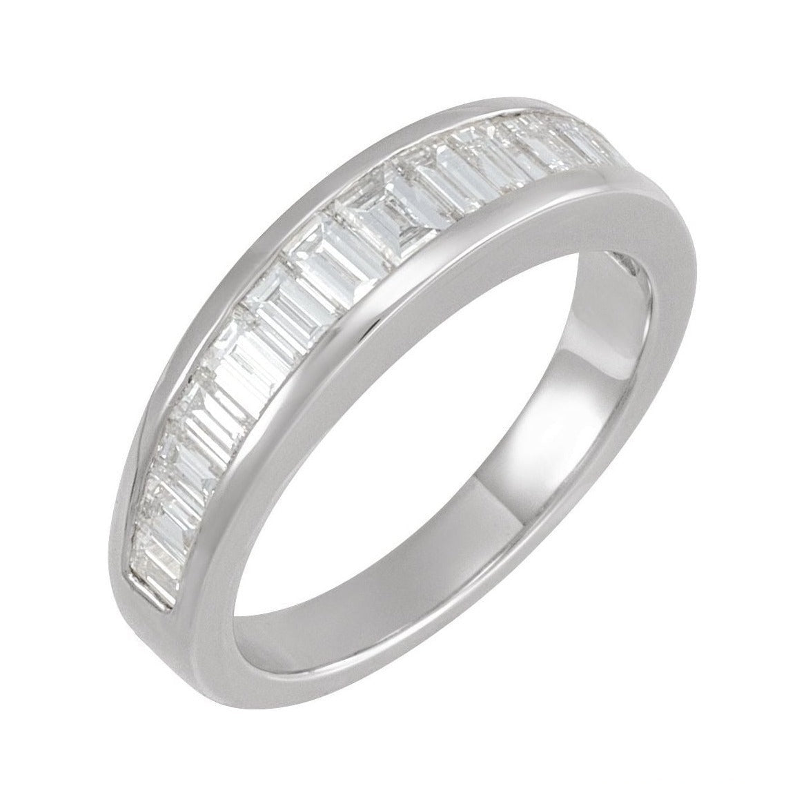 Natural Diamond Baguette Channel Anniversary Band in platinum