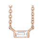 Natural Diamond Baguette Solitaire Necklace in 14K rose gold