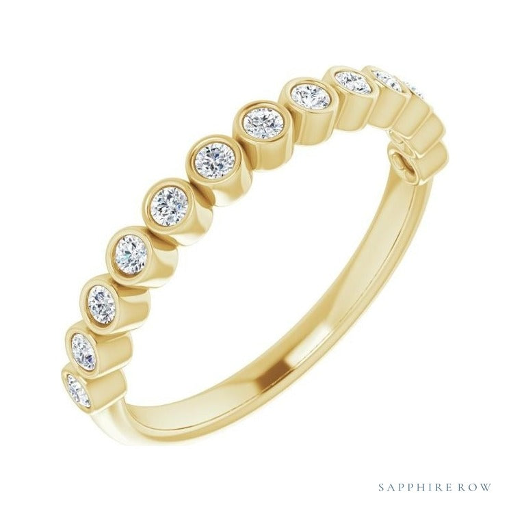 Natural Diamond Bezel Row Ring in 14K yellow gold