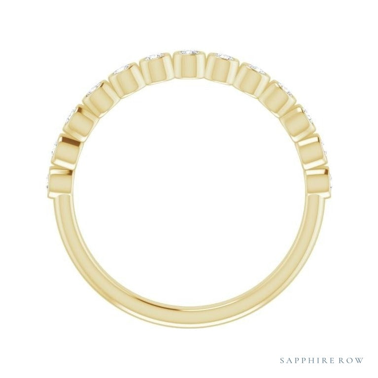 Natural Diamond Bezel Row Ring in 14K yellow gold, alternate view