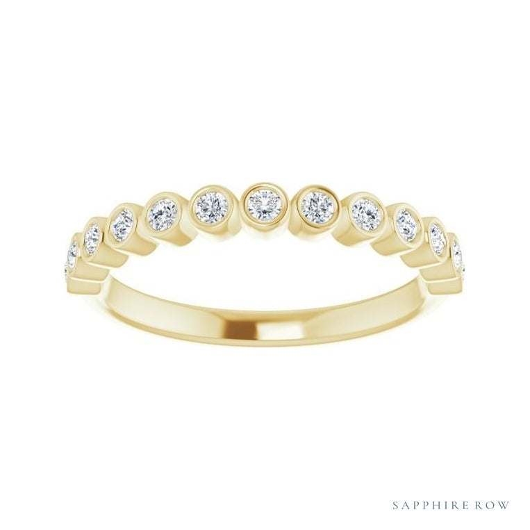 Natural Diamond Bezel Row Ring in 14K yellow gold, alternate view