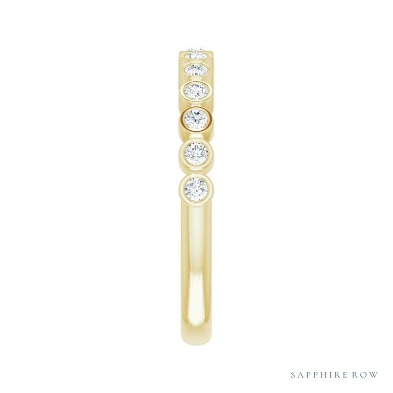 Natural Diamond Bezel Row Ring in 14K yellow gold, alternate view