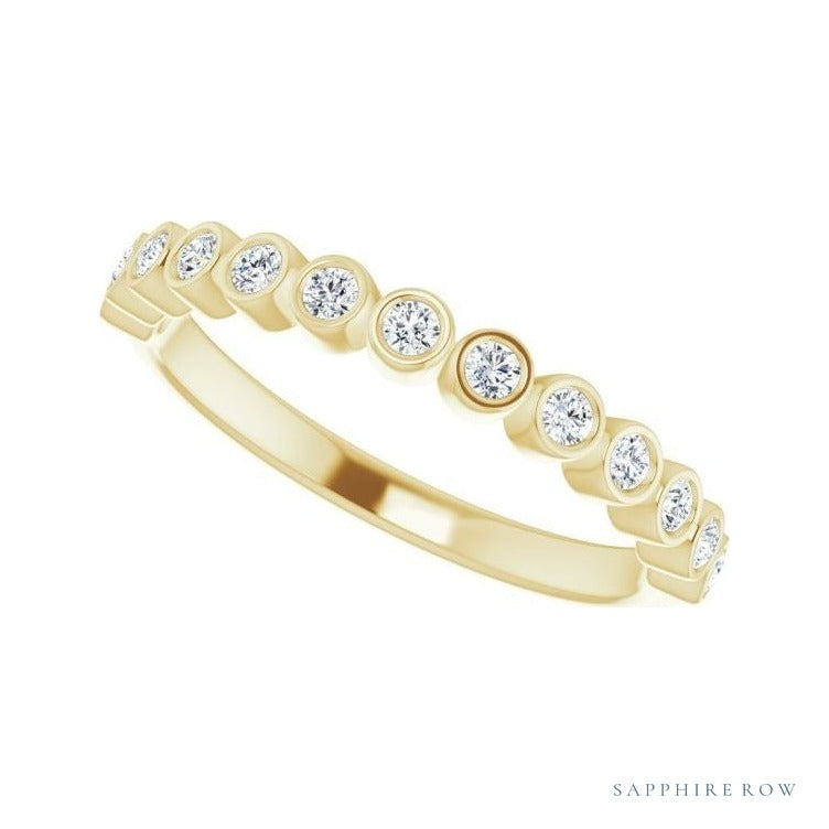 Natural Diamond Bezel Row Ring in 14K yellow gold, alternate view