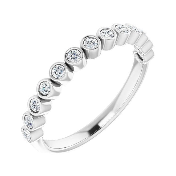 Natural Diamond Bezel Row Ring in 14K white gold