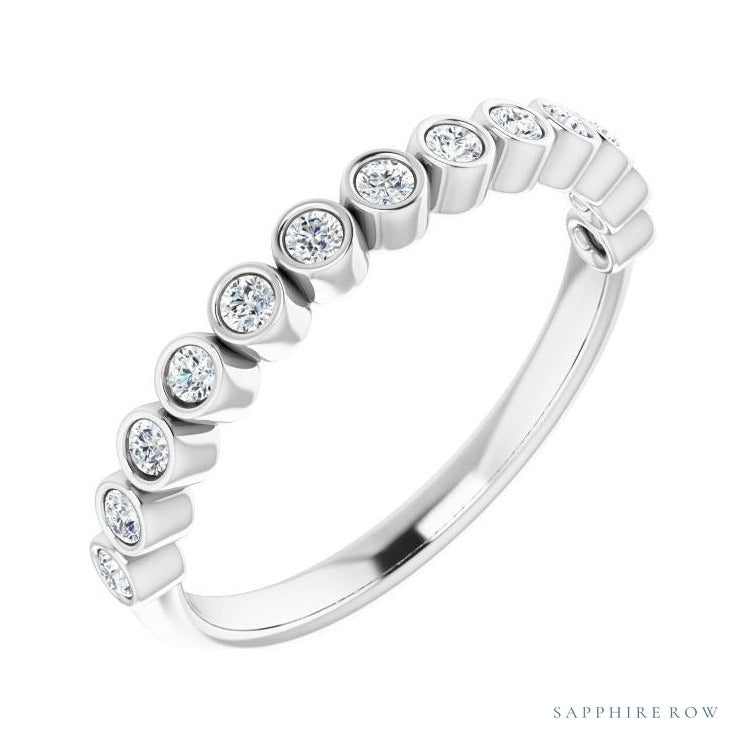 Natural Diamond Bezel Row Ring in 14K white gold
