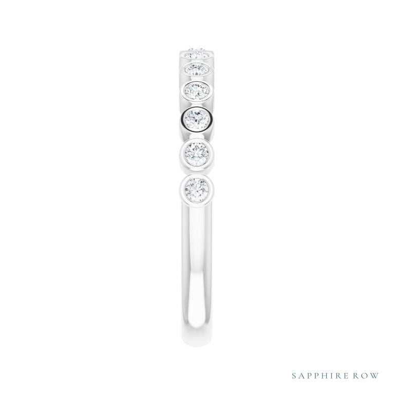 Natural Diamond Bezel Row Ring in 14K white gold, alternate view