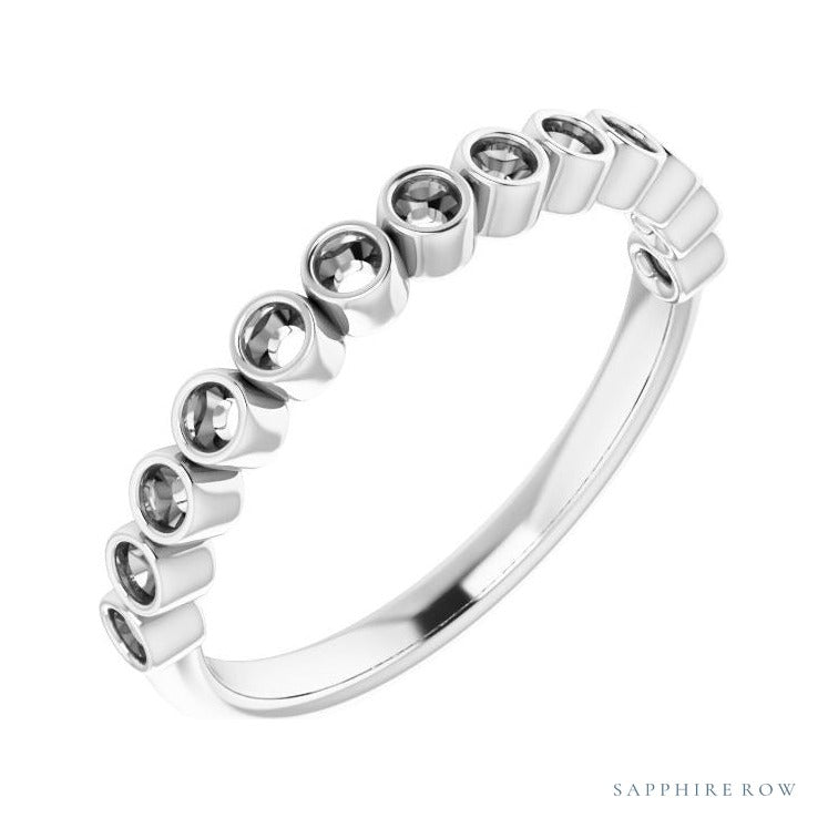 Natural Diamond Bezel Row Ring in 14K white gold, alternate view