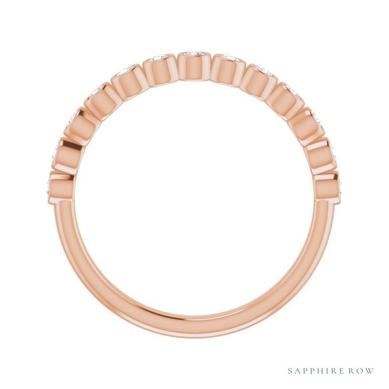 Natural Diamond Bezel Row Ring in 14K rose gold, alternate view