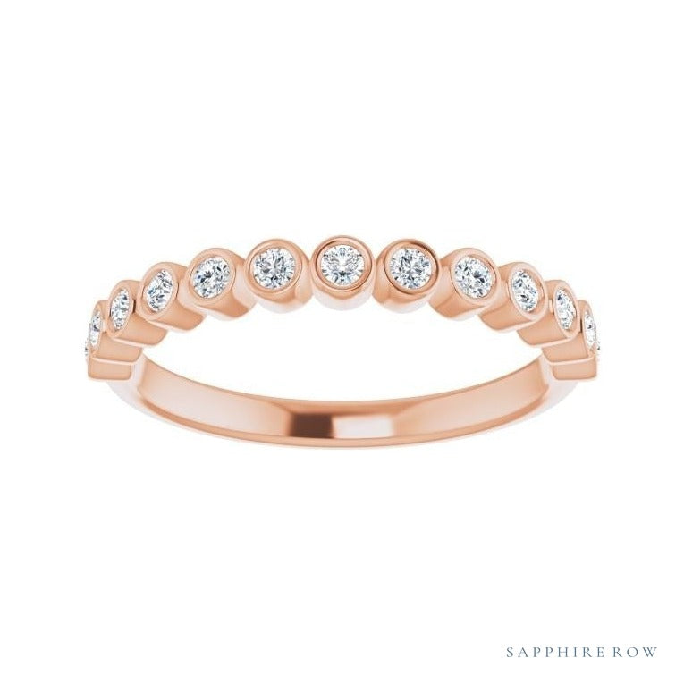 Natural Diamond Bezel Row Ring in 14K rose gold, alternate view