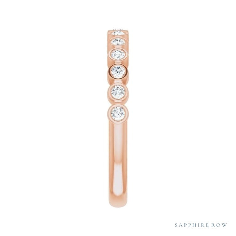Natural Diamond Bezel Row Ring in 14K rose gold, alternate view