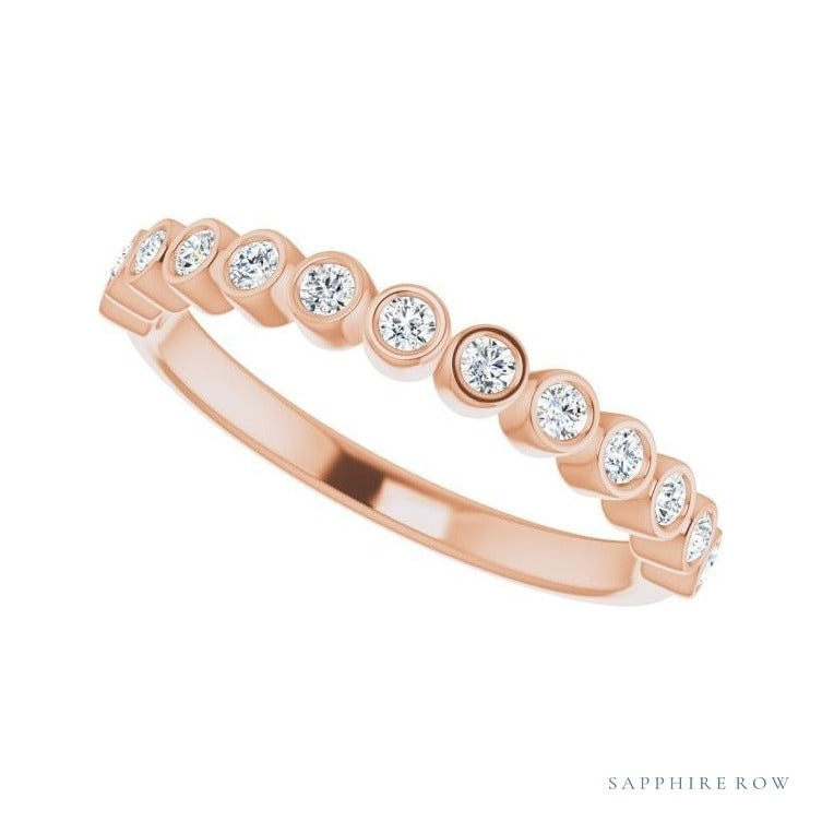 Natural Diamond Bezel Row Ring in 14K rose gold, alternate view