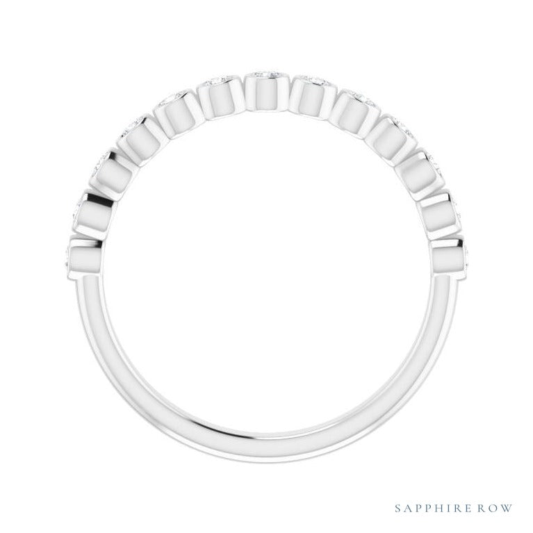 Natural Diamond Bezel Row Ring in platinum, alternate view