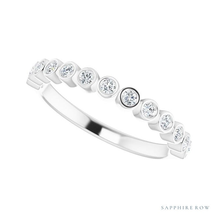 Natural Diamond Bezel Row Ring in platinum, alternate view
