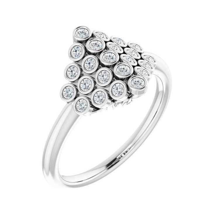 Natural Diamond Bezel-Set Cluster Ring in 14K white gold