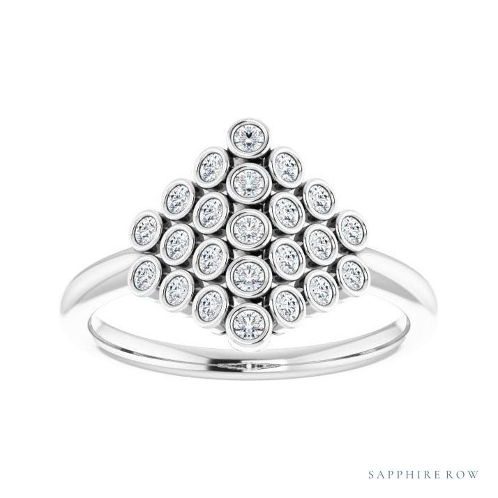 Natural Diamond Bezel-Set Cluster Ring in 14K white gold, alternate view