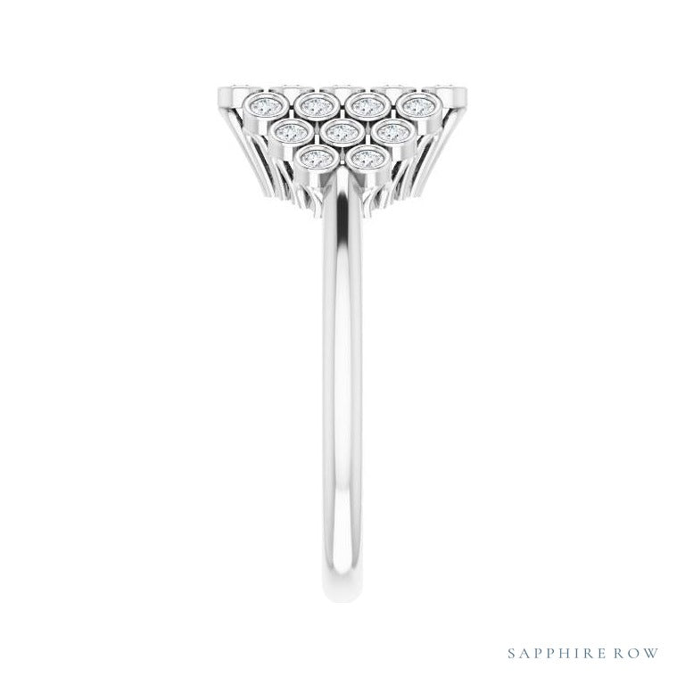 Natural Diamond Bezel-Set Cluster Ring in 14K white gold, alternate view