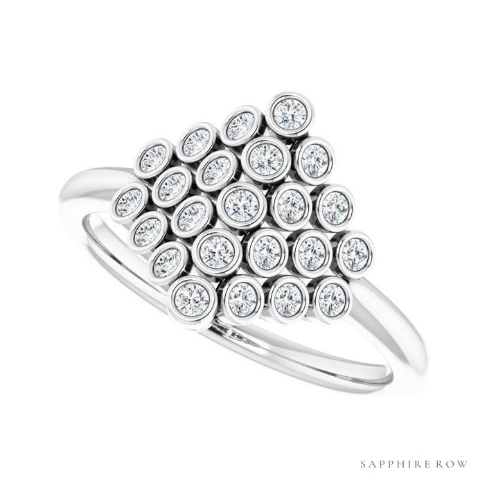 Natural Diamond Bezel-Set Cluster Ring in 14K white gold, alternate view