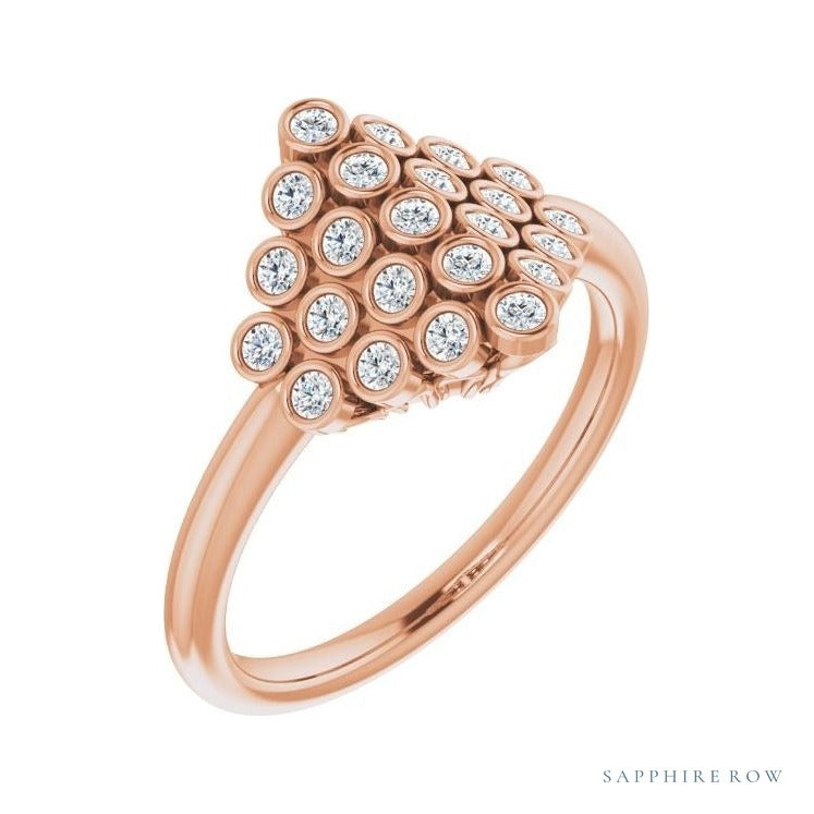 Natural Diamond Bezel-Set Cluster Ring in 14K rose gold