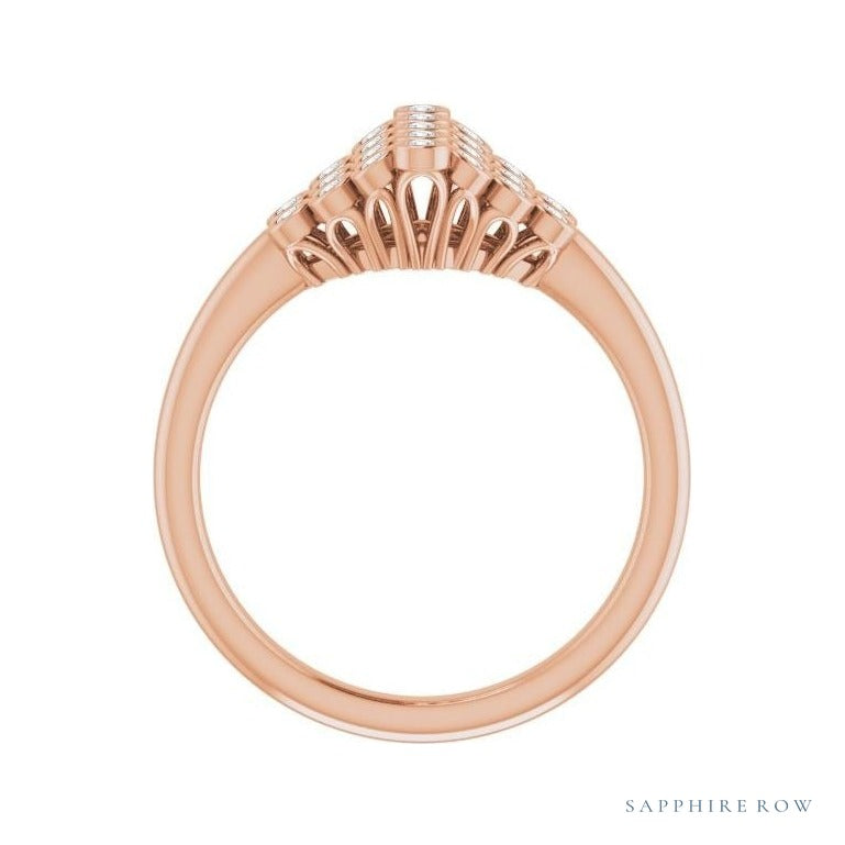 Natural Diamond Bezel-Set Cluster Ring in 14K rose gold, alternate view