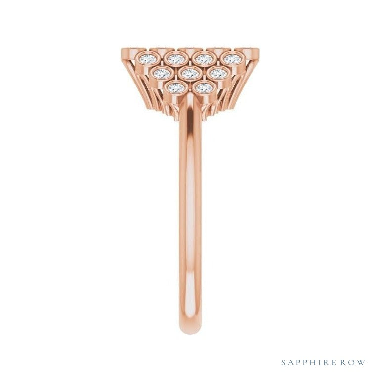 Natural Diamond Bezel-Set Cluster Ring in 14K rose gold, alternate view