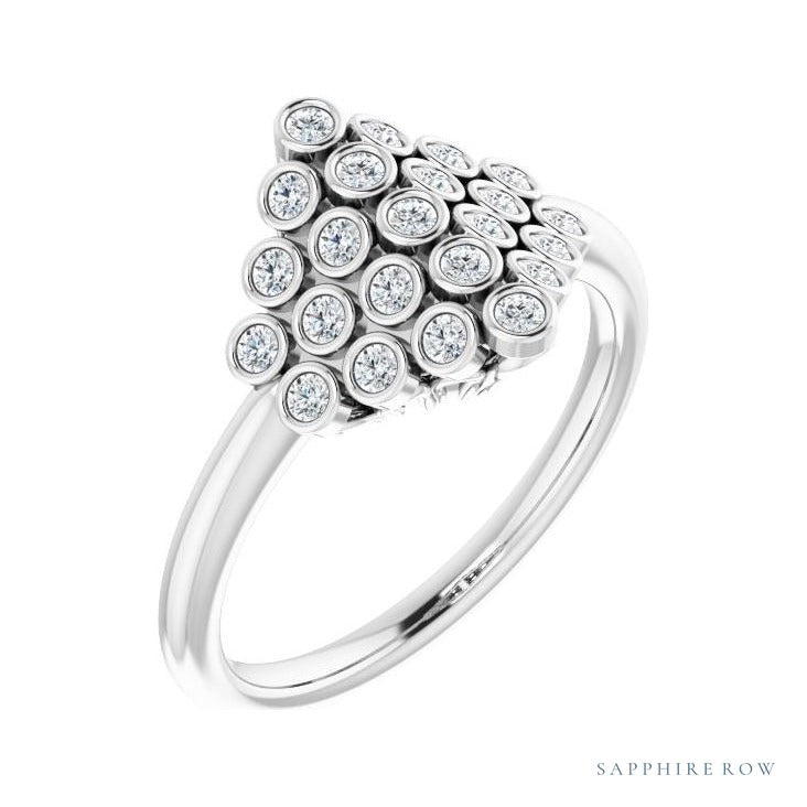 Natural Diamond Bezel-Set Cluster Ring in platinum
