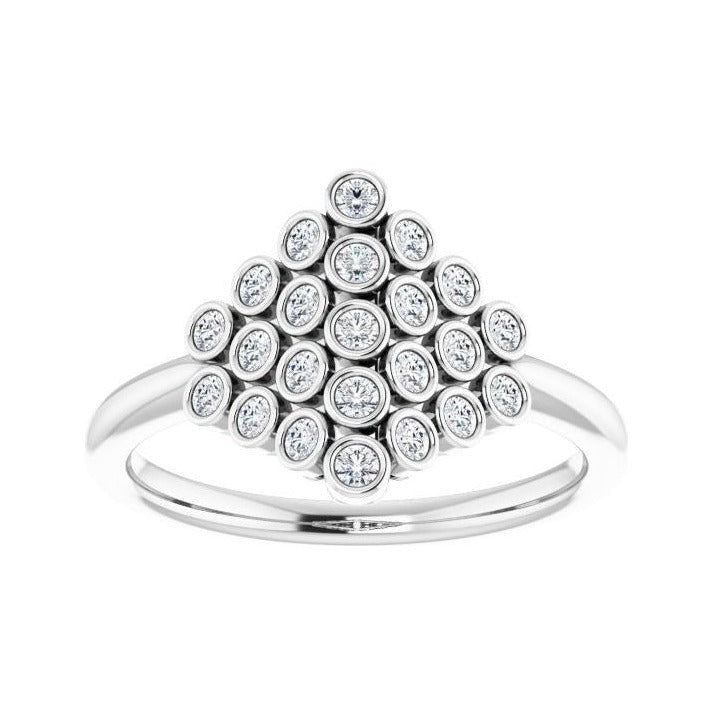 Natural Diamond Bezel-Set Cluster Ring in 14K white gold, alternate view