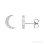 Sapphire Row Natural Diamond Crescent Moon Earrings in White Gold