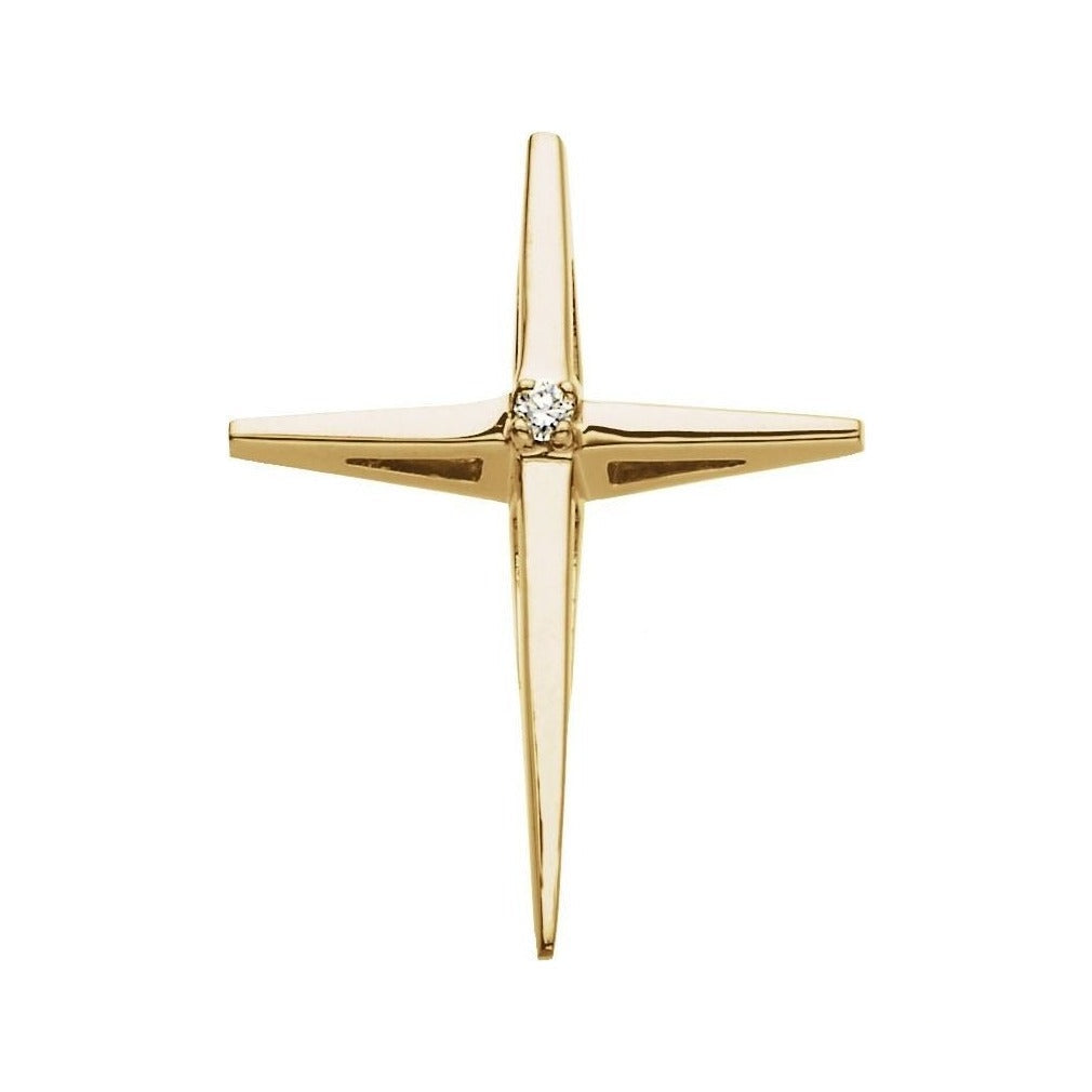 Natural Diamond Cross Pendant in 14K yellow gold