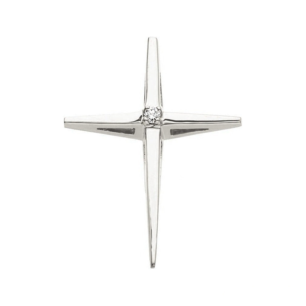 Natural Diamond Cross Pendant in 14K white gold