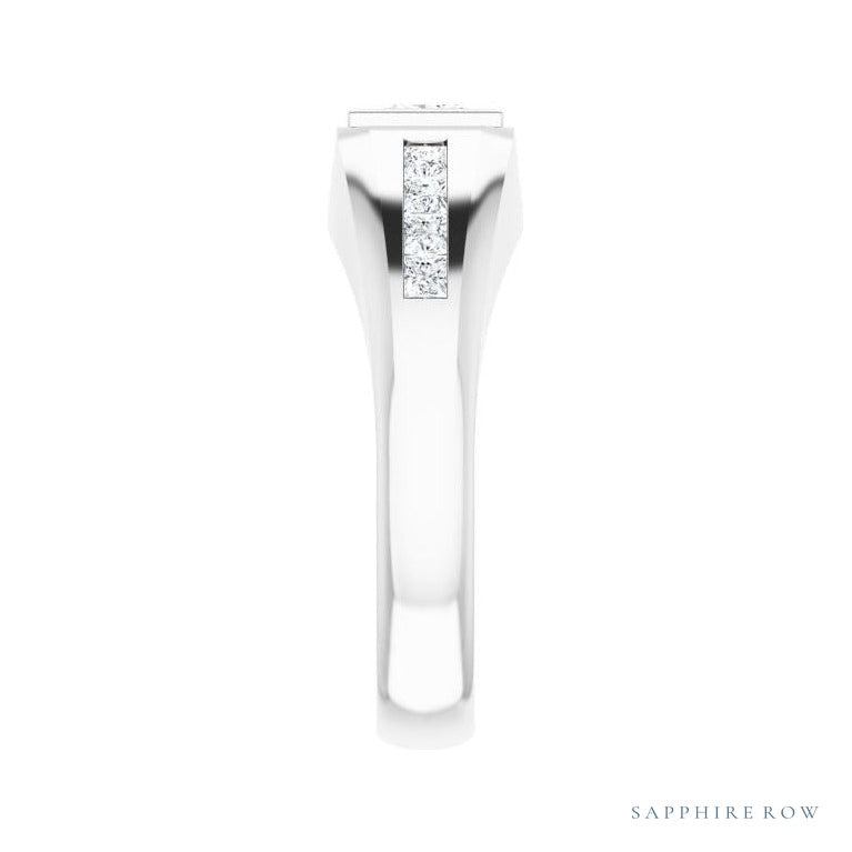 Natural Diamond Emerald-Cut Half-Bezel East-West Band in 14K white gold, alternate view
