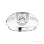 Natural Diamond Emerald-Cut Half-Bezel East-West Band in platinum, alternate view