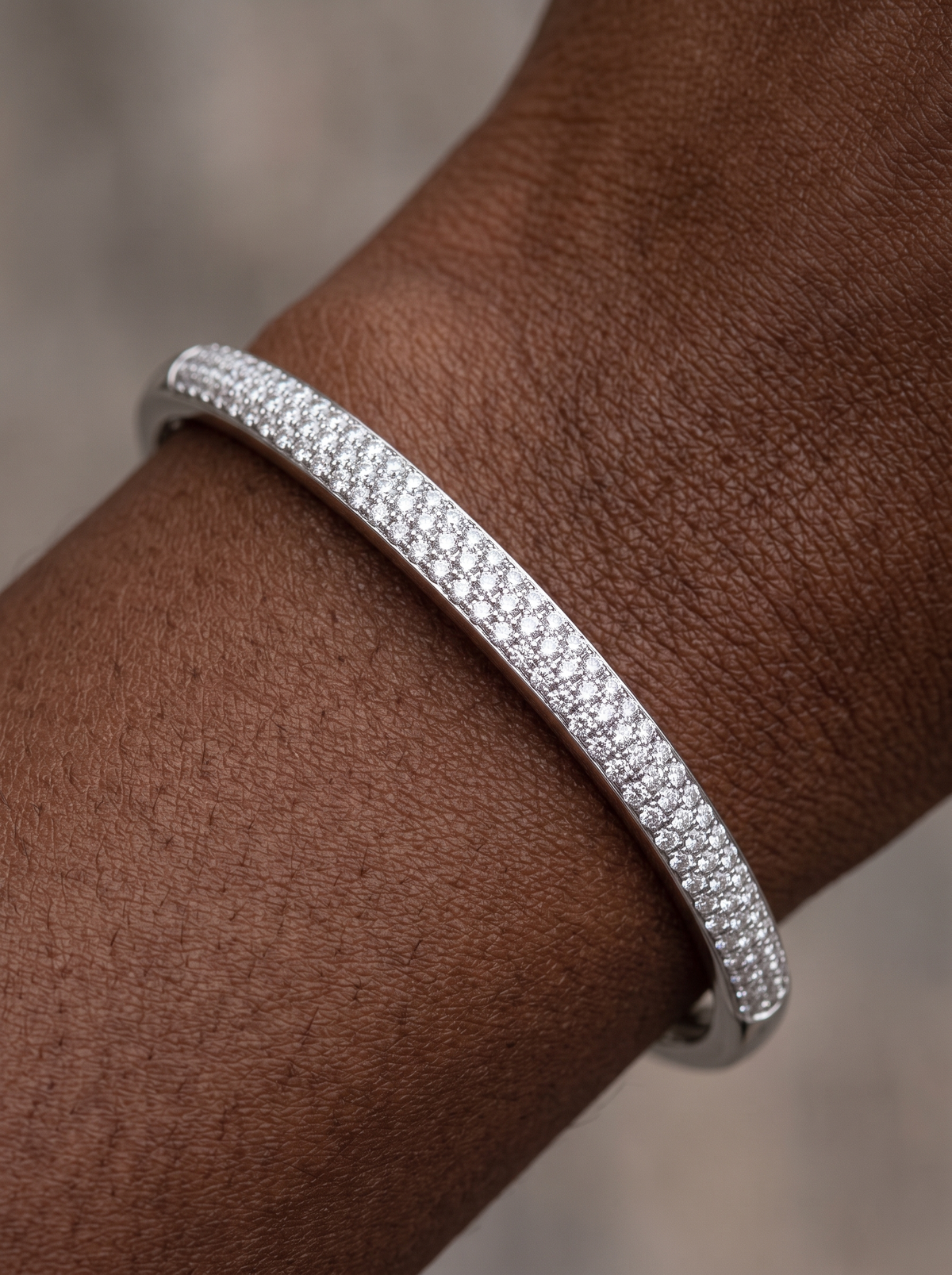 Natural Diamond French Pavé Bangle, shown close on the wrist