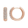 Natural Diamond French Pavé Thick Huggie Earrings in 14K rose gold, alternate view