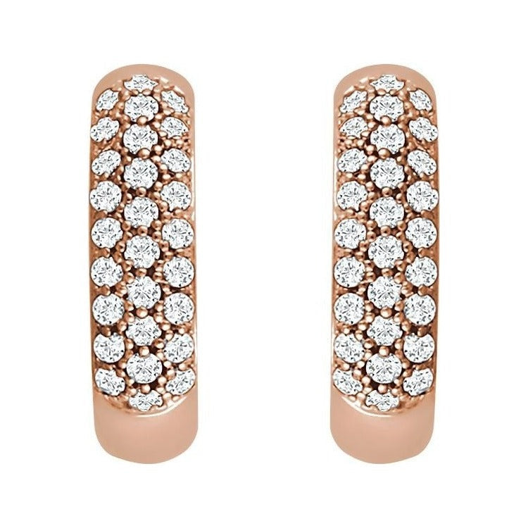 Natural Diamond French Pavé Thick Huggie Earrings
