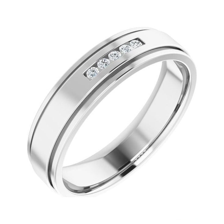Natural Diamond Grooved Five-Stone Channel-Set Band in 14K white gold