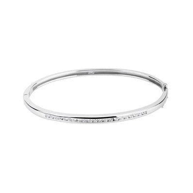 Natural Diamond Inlay Bangle in 14K white gold