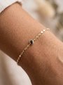 Natural Diamond Mini Bezel Link Bracelet, shown close on the wrist