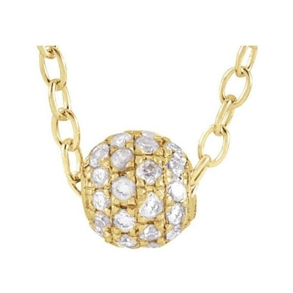 Natural Diamond Pavé Ball Necklace in 14K yellow gold