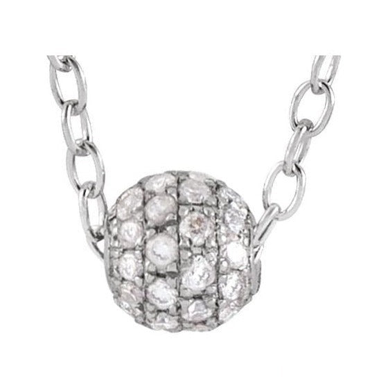 Natural Diamond Pavé Ball Necklace in 14K white gold