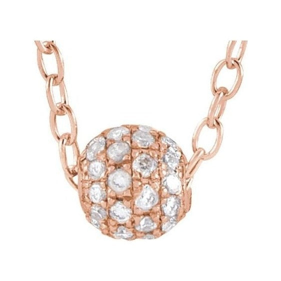 Natural Diamond Pavé Ball Necklace in 14K rose gold