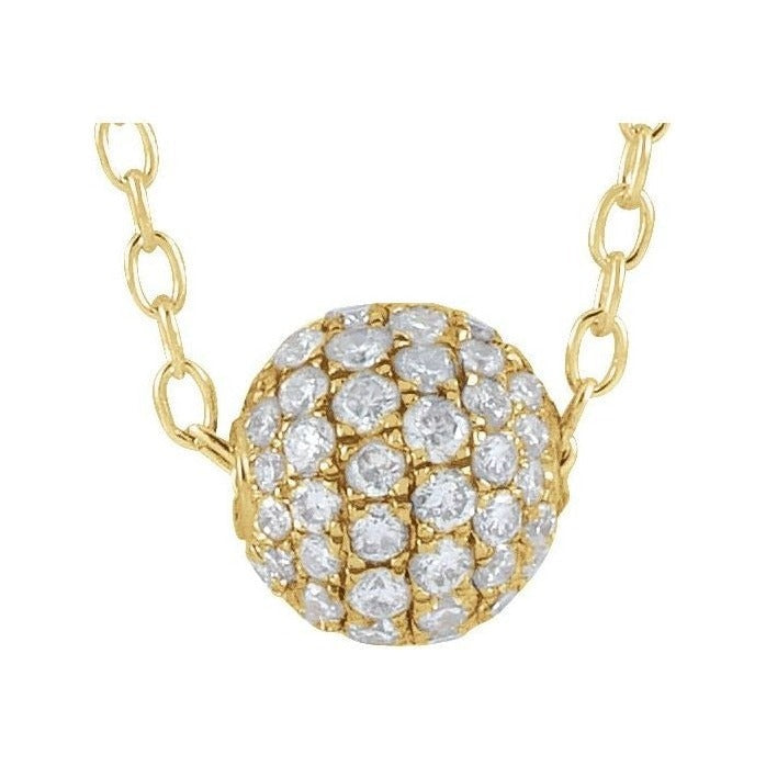 Natural Diamond Pavé Ball Necklace in 14K yellow gold