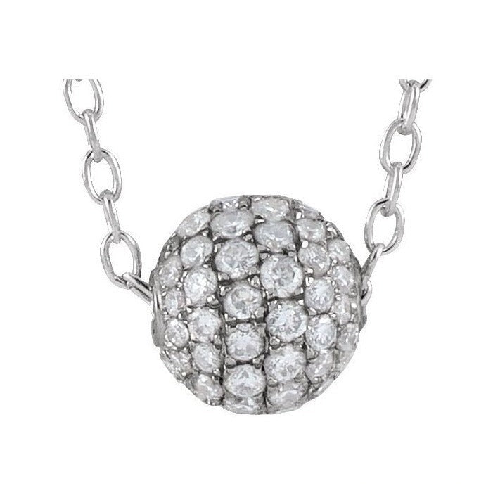 Natural Diamond Pavé Ball Necklace in 14K white gold