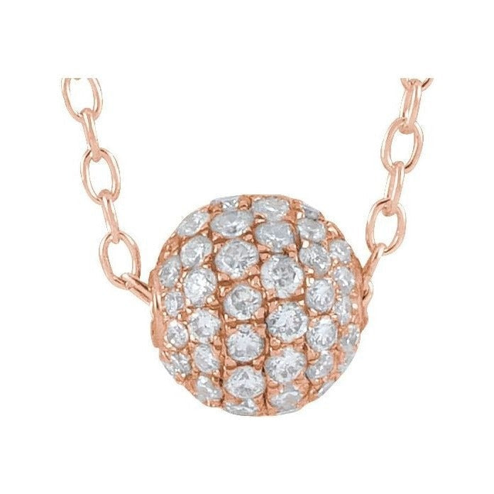 Natural Diamond Pavé Ball Necklace in 14K rose gold
