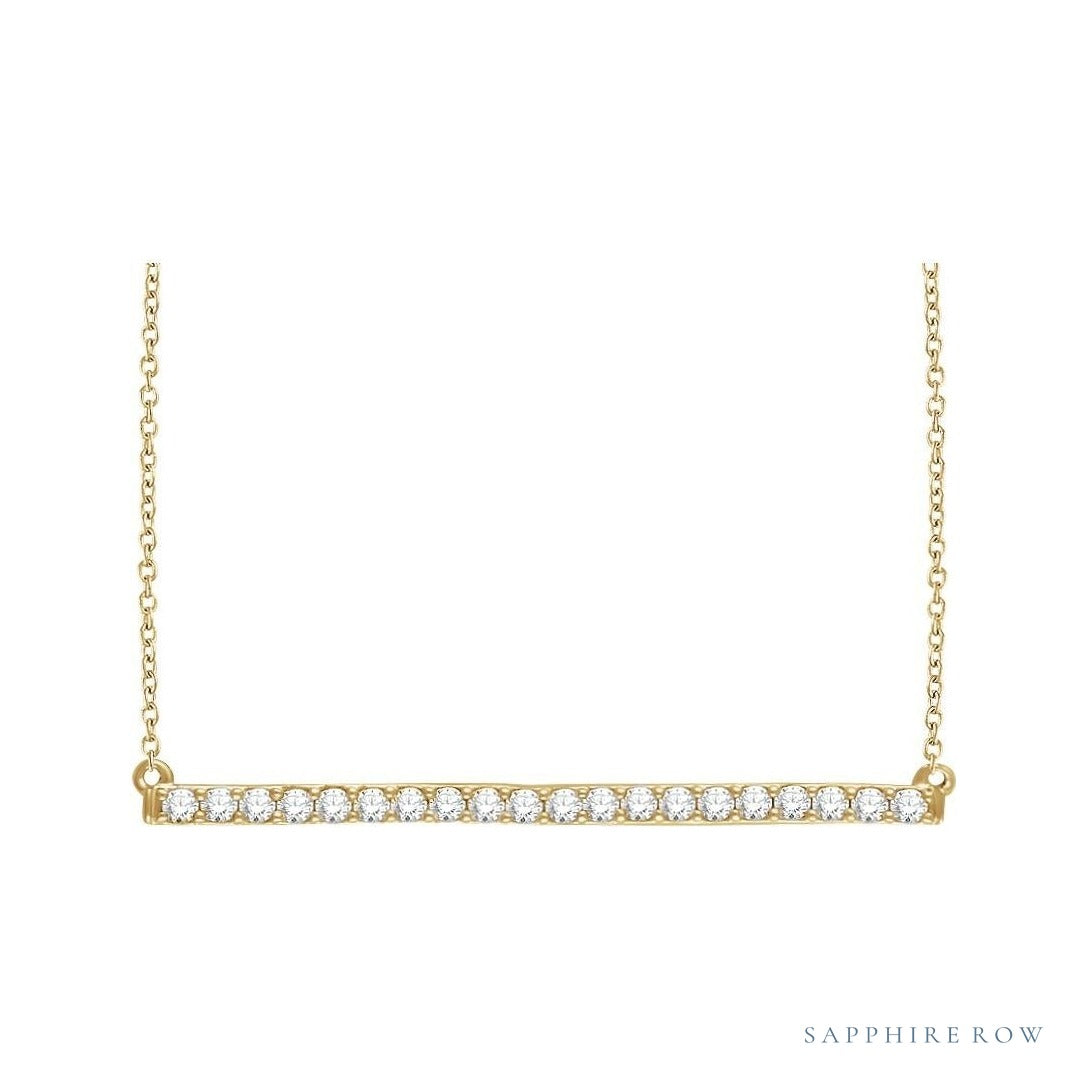 Natural Diamond Pavé Bar Necklace in 14K yellow gold
