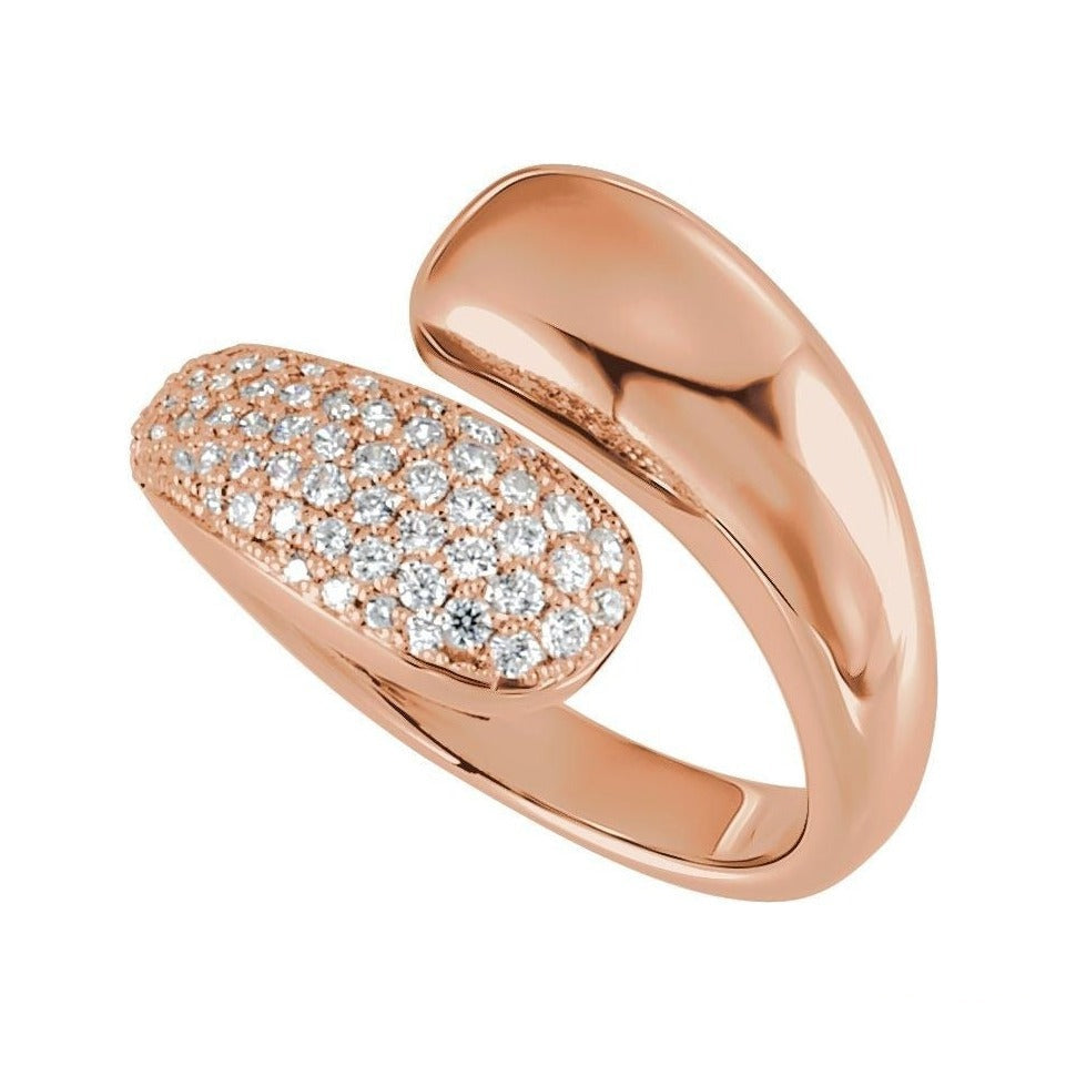 Natural Diamond Pavé Dome Wrap Ring in 14K rose gold